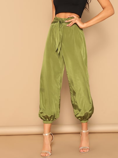 Army Green Crop Pants
