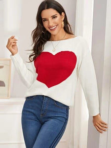 "Boatneck" Heart Sweater